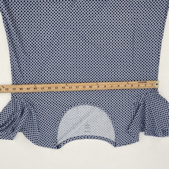 J. Jill Size Large Tall Pure Jill Ballet Sleeve Tunic True Navy Medallion Geo LT - Picture 8 of 10